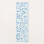Blue White Watercolor Floral Pattern ヨガマット (正面)