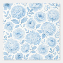 Blue White Watercolor Floral Pattern