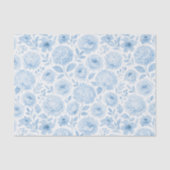 Blue White Watercolor Floral Pattern 薄葉紙 (正面)
