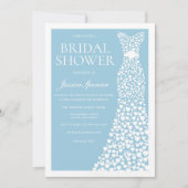 Blue & White Wedding Dress Border Bridal Shower 招待状 (正面)