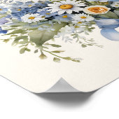 Blue White Wildflower Daisy Bouquet Home Decor ポスター (角)