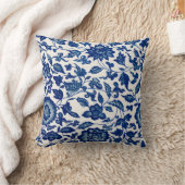 Blue White Wildflower French Country Chinoiserie  クッション (ブランケット)