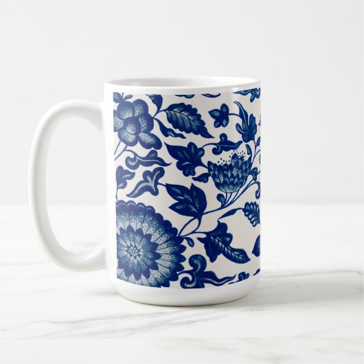 Blue White Wildflower French Country Chinoiserie  コーヒーマグカップ (左)