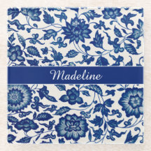 Blue White Wildflower French Country Custom Name 