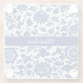 Blue White Wildflower French Country Custom Name  ガラスコースター (裏面)
