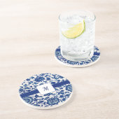 Blue White Wildflower French Country Custom Name コースター (側面)