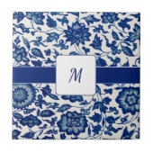 Blue White Wildflower French Country Custom Name タイル (正面)