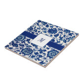 Blue White Wildflower French Country Custom Name タイル (側面)