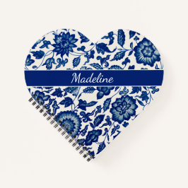 Blue White Wildflower French Country Custom Name  ノートブック