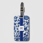 Blue White Wildflower French Country Custom Name ラゲッジタグ (正面縦)