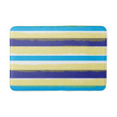 Blue White Yellow Summer Stripes バスマット (正面)