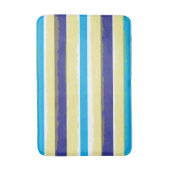 Blue White Yellow Summer Stripes バスマット (正面縦)