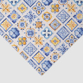 Blue White Yellow Tiles Pattern Summer Aesthetic  薄葉紙 (詳細)