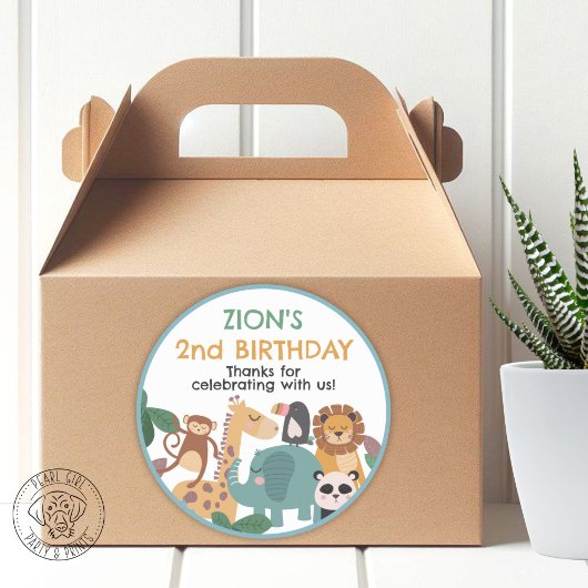 Blue Wild Animal ラウンドシール