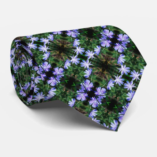 Blue Wild Chicory Flowers Abstract Pattern        ネクタイ (ロール)