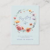 Blue Wildflowerリース結婚のレジストリ情報 エンクロージャーカード (正面)