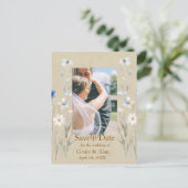 Blue Wildflower日付の写真を保存 ポストカード (スタンド正面)