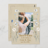 Blue Wildflower日付の写真を保存 ポストカード (正面/裏面)