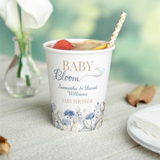 Blue Wildflower Baby in Bloom Garden Baby Shower 紙コップ (インサイチュ)
