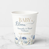 Blue Wildflower Baby in Bloom Garden Baby Shower 紙コップ (裏面)