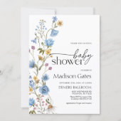 Blue Wildflower Baby Shower Invitation  招待状 (正面)