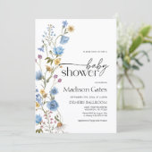 Blue Wildflower Baby Shower Invitation  招待状 (スタンド正面)