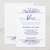 Blue Wildflower Border Something Blue Baby Shower 招待状 (正面/裏面)