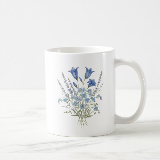 Blue Wildflower Bouquet コーヒーマグカップ (右)