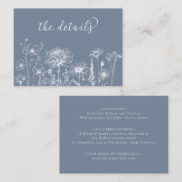 Blue Wildflower Details Card Periwinkle Wedding エンクロージャーカード