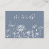 Blue Wildflower Details Card Periwinkle Wedding エンクロージャーカード (正面)