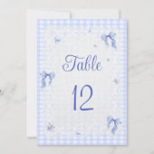 Blue Wildflower Floral  Bow Gingham Table Number (正面)