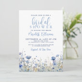 Blue Wildflower Floral Bridal Shower 招待状 (スタンド正面)