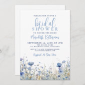 Blue Wildflower Floral Bridal Shower 招待状 (正面/裏面)