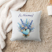 Blue Wildflower – Floral Custom Name  Gift クッション (ブランケット)