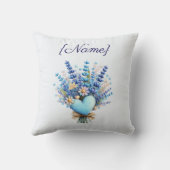 Blue Wildflower – Floral Custom Name  Gift クッション (裏面)