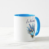 Blue Wildflower  – Floral Custom Name Gift Combo マグカップ (正面右)