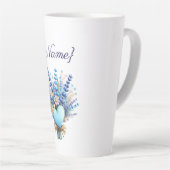 Blue Wildflower Floral Latte Mug with Name カフェラテマグ (右アングル)