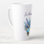 Blue Wildflower Floral Latte Mug with Name カフェラテマグ (左アングル)