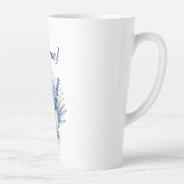 Blue Wildflower Floral Latte Mug with Name カフェラテマグ