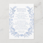Blue Wildflower Floral Toile Wedding Details エンクロージャーカード (正面)