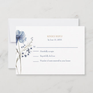 Blue Wildflower Garden RSVP with Botanical Back