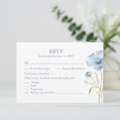 Blue Wildflower Garden Wedding RSVP Card (スタンド正面)