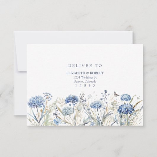 Blue Wildflower Garden Wedding RSVP Card (裏面)