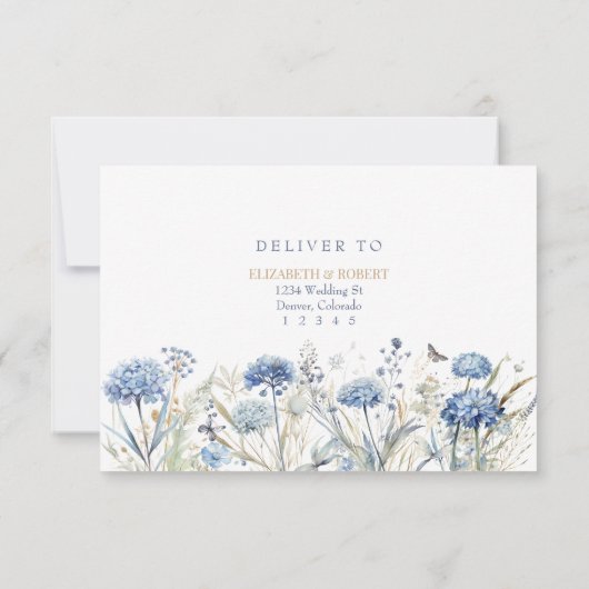 Blue Wildflower Garden Wedding RSVP Card (裏面)