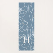Blue Wildflower Hand Drawn Custom Monogram Name ヨガマット (裏面)