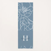 Blue Wildflower Line Art Custom Monogram Name ヨガマット (正面)
