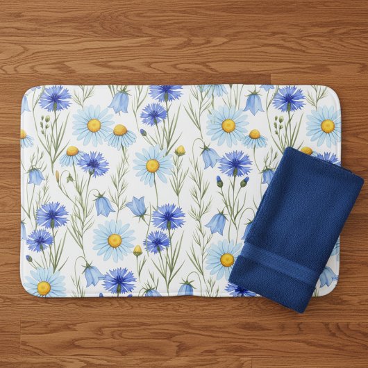 Blue Wildflower Meadow バスマット