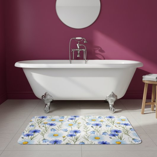 Blue Wildflower Meadow バスマット