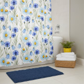 Blue Wildflower Meadow Shower シャワーカーテン