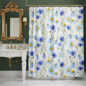 Blue Wildflower Meadow Shower シャワーカーテン